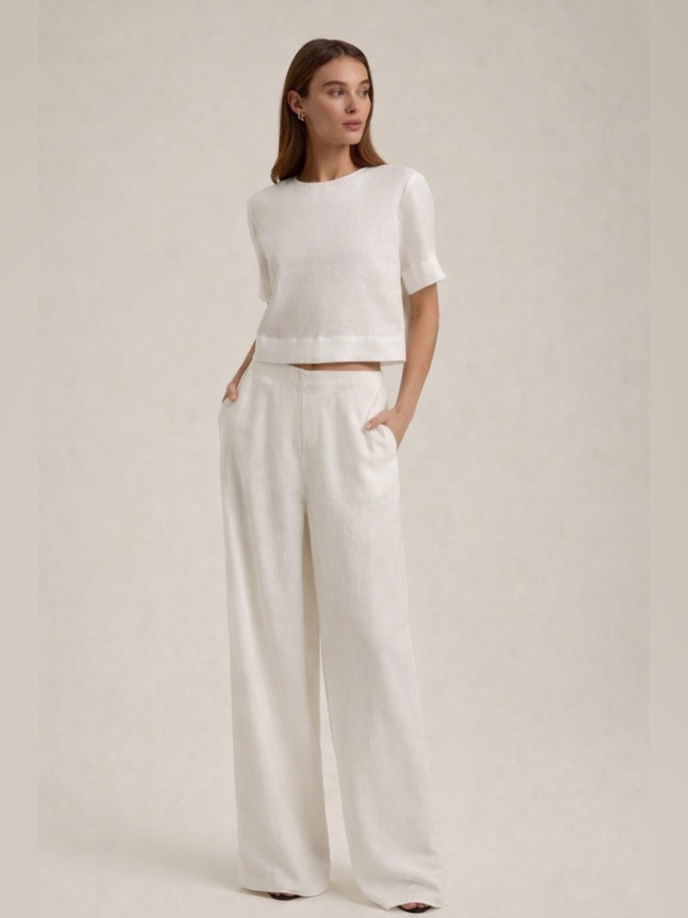Favorite Daughter Linen Wide Leg Pants High Rise Ivory Size 14